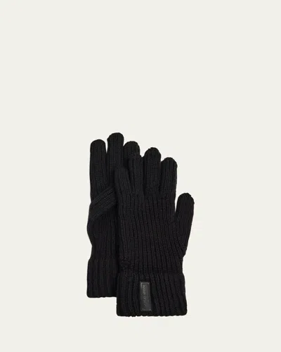 Giorgio Armani Men's Cashmere Knit Gloves In Solid Black