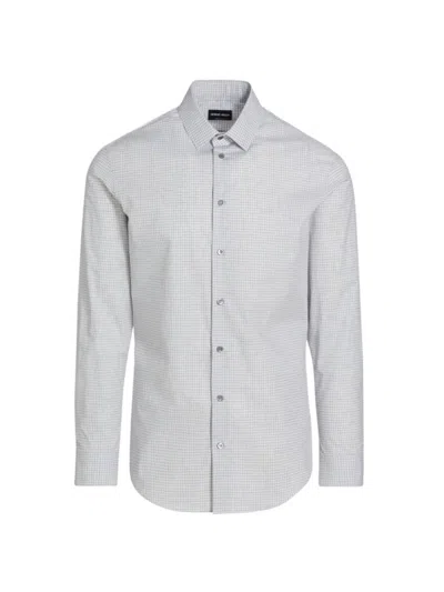 Giorgio Armani Men's Check Cotton Button-front Shirt In Gray