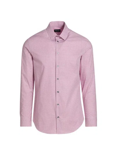 Giorgio Armani Men's Check Cotton Button-front Shirt In Pink