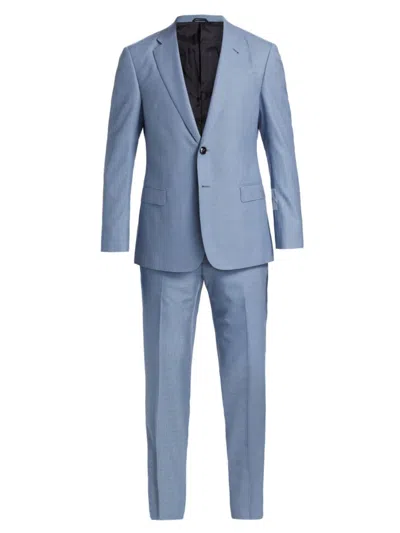 Giorgio Armani Men's Checked Wool Single-breasted Suit In Blue