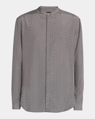 Giorgio Armani Men's Chevron Fantasy-print Sport Shirt In Black