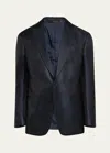Giorgio Armani Men's Chevron Peak-lapel Dinner Jacket In Solid Blue Navy