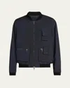 Giorgio Armani Bomberjacke Aus Twill In Blue Navy