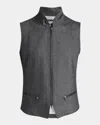 Giorgio Armani Men's Chevron Wool And Cashmere Zip-collar Vest In Gray
