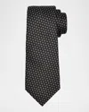 Giorgio Armani Men's Chevron-woven Silk Tie In Black