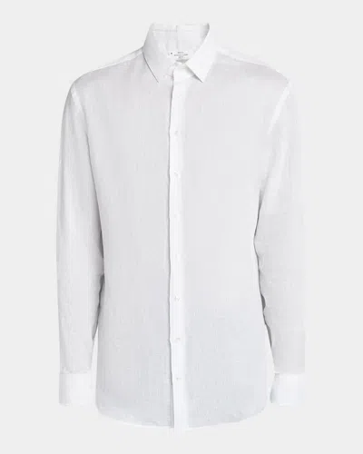 Giorgio Armani Men's Classic Solid Linen Sport Shirt In Pink
