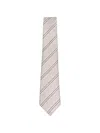 Giorgio Armani Striped Tie Pointed Tip Linear Pattern In Neutral