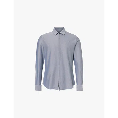 Giorgio Armani Mens Cloud Dancer Zip-front Long-sleeve Cotton-blend Shirt