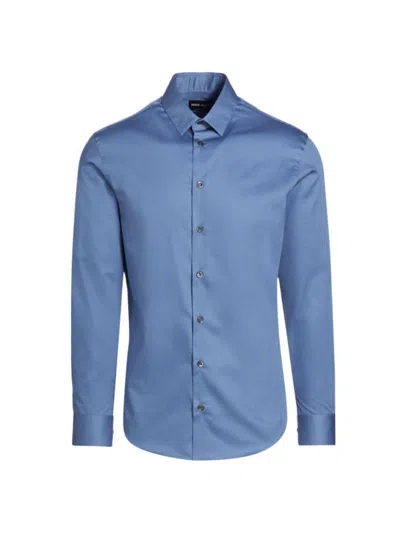Giorgio Armani Men's Cotton Button-front Shirt In Light Blue