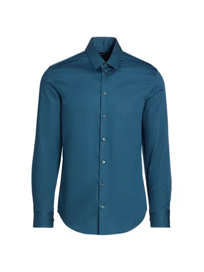 Giorgio Armani Men's Cotton Button-front Shirt In Teal