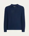 Giorgio Armani Men's Cotton Chevron Johnny Collar Sweater In Blue