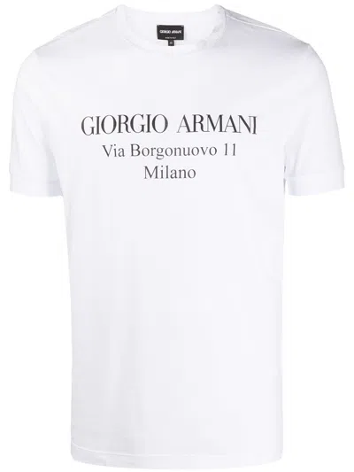 Giorgio Armani Logo Print Cotton Jersey T-shirt In White
