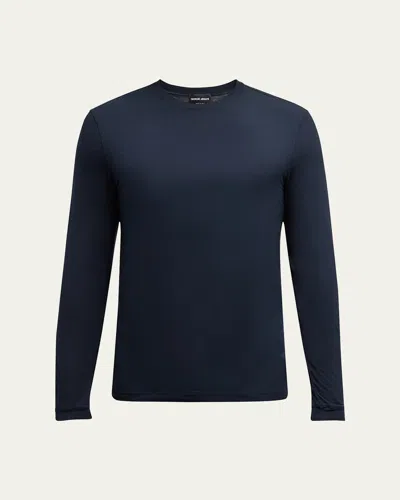 GIORGIO ARMANI MEN'S COTTON LONG-SLEEVE CREWNECK T-SHIRT