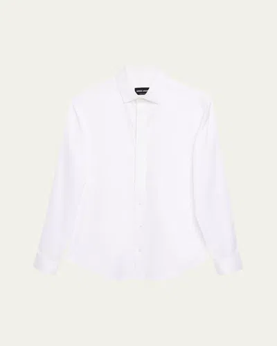 Giorgio Armani Men's Cotton Placket Formal Shirt In White