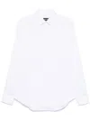 Giorgio Armani Tailored Cotton Shirt With Cuffed Sleeves And Curved Hem In White