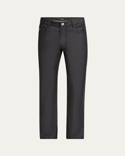 Giorgio Armani Men's Cotton-silk 5-pocket Pants In Blue