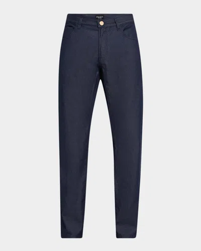 Giorgio Armani Men's Cotton-silk 5-pocket Pants In Blue