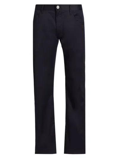 Giorgio Armani Men's Cotton-silk Sateen Slim-fit Pants In Navy