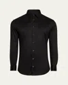 Giorgio Armani Cotton-blend Shirt In Solid Black