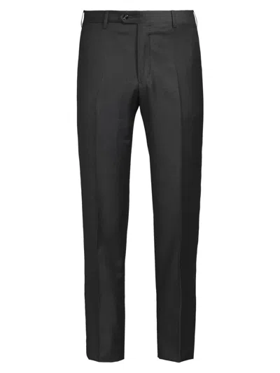 Giorgio Armani Men's Crease-front Virgin Wool Trousers In Black