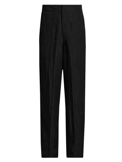 Giorgio Armani Men's Crinkle Texture Trousers In Black
