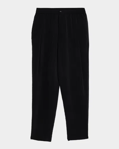 Giorgio Armani Men's Cupro Blend Drawstring Trousers In Black