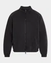 Giorgio Armani Stretch Cotton And Cupro Blouson In Solid Black
