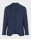 Giorgio Armani Men's Cupro Chevron Blazer In Navy