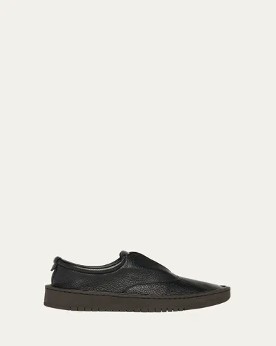 Giorgio Armani Men's Deerskin Slip-on Sneakers In Black