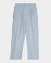 Giorgio Armani Men's Denim-dyed Silk Pleated Trousers In Blue
