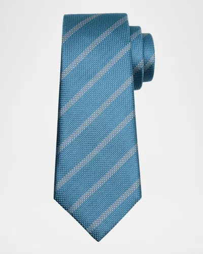 Giorgio Armani Men's Diagonal Stripe Silk Tie In Smoke