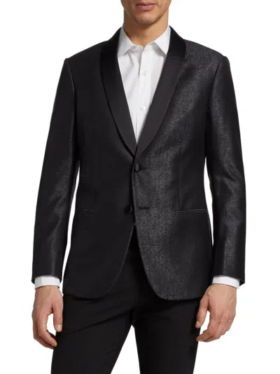 Giorgio Armani Men's Digital Print Wool & Silk Blazer In Black