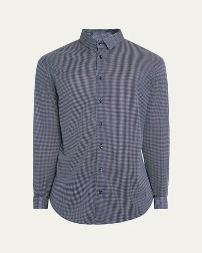 Giorgio Armani Men's Dot-print Sport Shirt In Solid Dark Grey