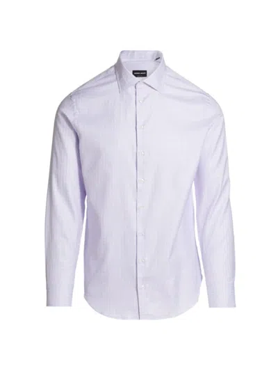Giorgio Armani Men's Dotted Check Cotton Shirt In Rose