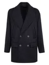 Giorgio Armani Lapel Collar Double-breasted Peacoat In Black