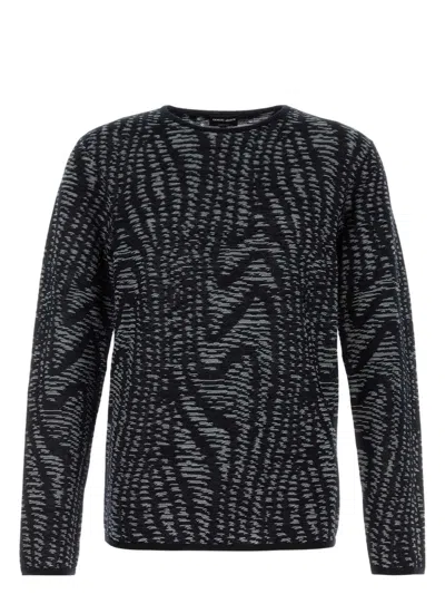 GIORGIO ARMANI MEN'S EMBROIDERED JACQUARD SWEATER