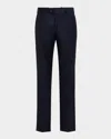 Giorgio Armani Flat-front Trousers In Chevron Jacquard Viscose In Solid Dark Blue