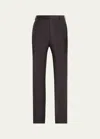 Giorgio Armani Men's Flat-front Wool Trousers In Black