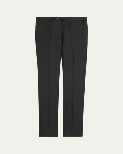 Giorgio Armani Men's Flat-front Wool Trousers In Black