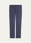 Giorgio Armani Men's Flat-front Wool Trousers In Dark Blue