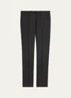 Giorgio Armani Cupro And Viscose Jacquard One-dart Trousers In Solid Black