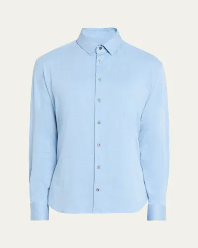 Giorgio Armani Men's Flex Tortona Cotton Jersey Sport Shirt In Light/pastel Blue