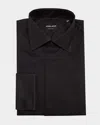 Giorgio Armani Men's Formal Bib Dress Shirt In Solid Black