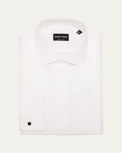 Giorgio Armani Men's Formal Bib Dress Shirt In White