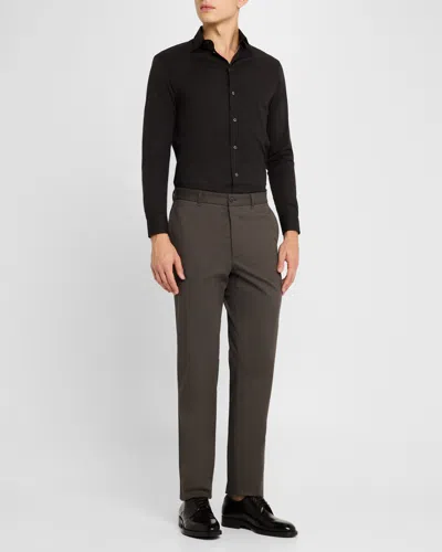 Giorgio Armani Men's Gabardine Straight-leg Trousers In Silver