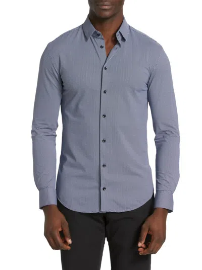 Giorgio Armani Men's Geometric Button Down Shirt In Blue