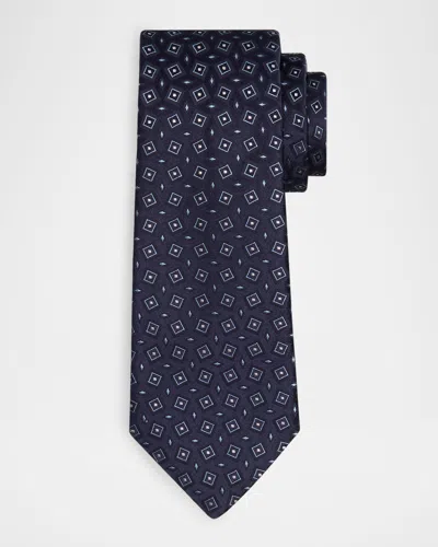 Giorgio Armani Men's Geometric Chevron Silk Tie In Blue