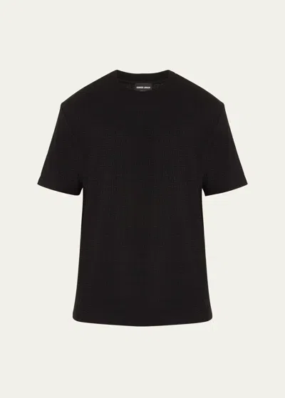 Giorgio Armani Men's Geometric Jersey T-shirt In Solid Black