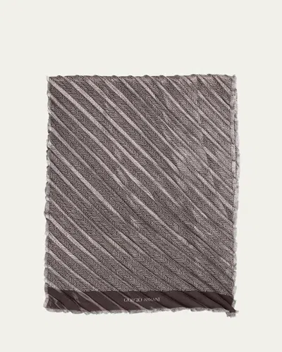 Giorgio Armani Men's Geometric Silk Scarf In Brown