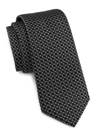 Giorgio Armani Men's Geometric Woven Silk Jacquard Tie In Black